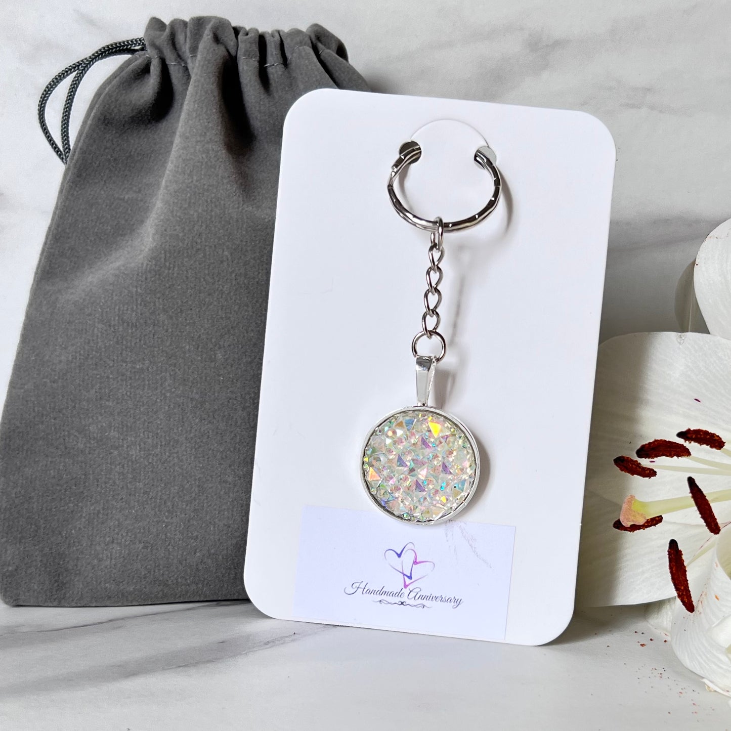 Crystal 15th Anniversary Keyring Handmade-Keyring-Handmadeanniversary-Handmade Anniversary