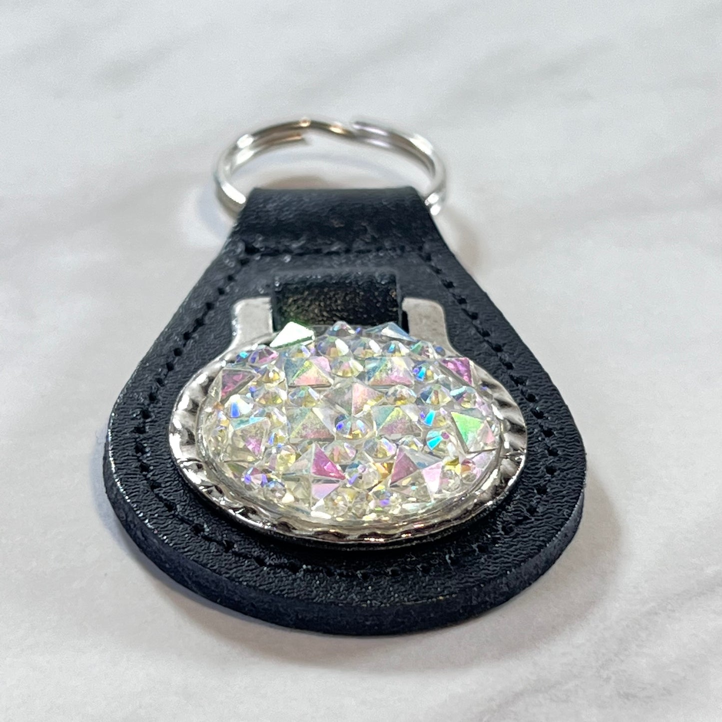 Crystal 15th Anniversary Leather Key Fob Handmade-Keyring-Handmadeanniversary-Handmade Anniversary