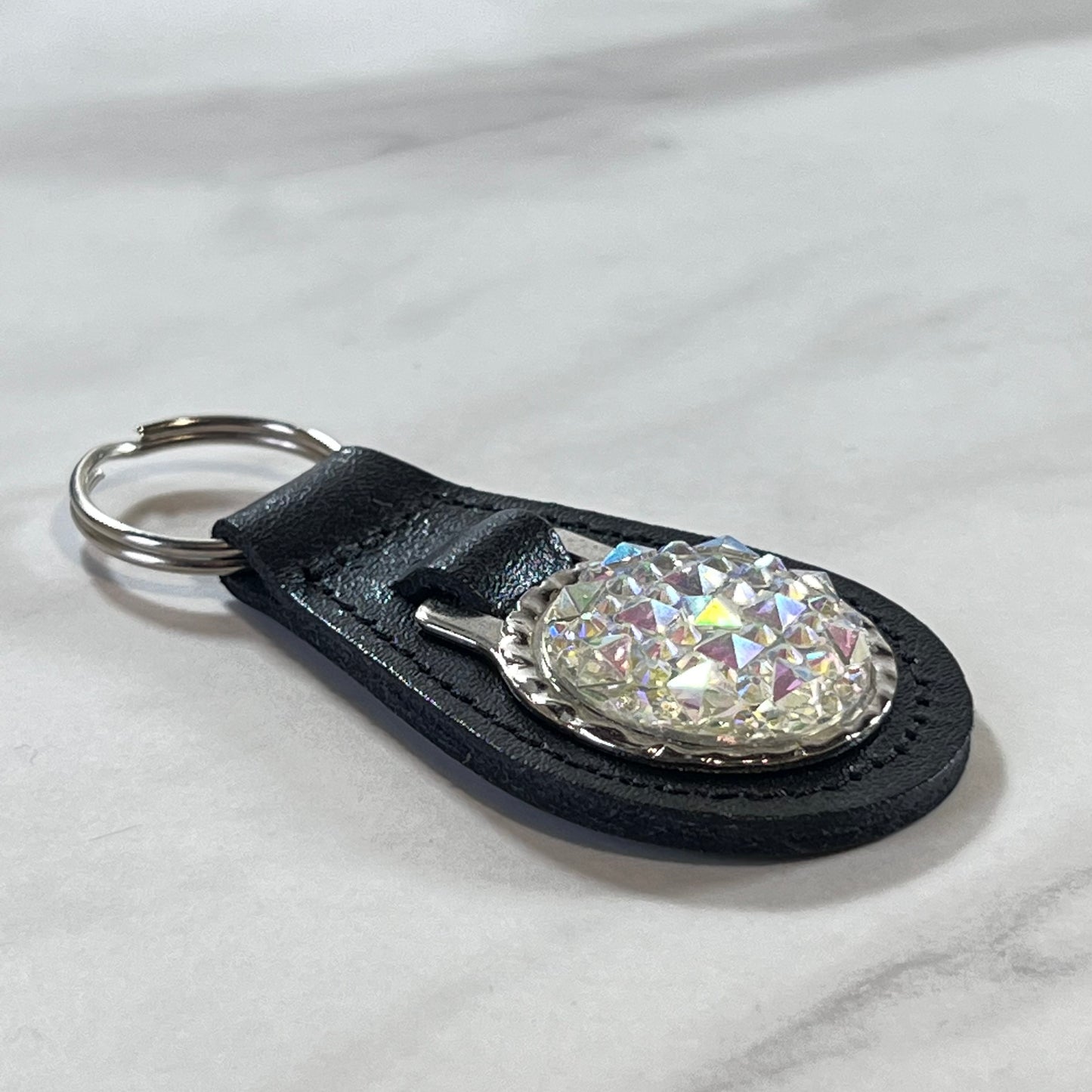 Crystal 15th Anniversary Leather Key Fob Handmade-Keyring-Handmadeanniversary-Handmade Anniversary