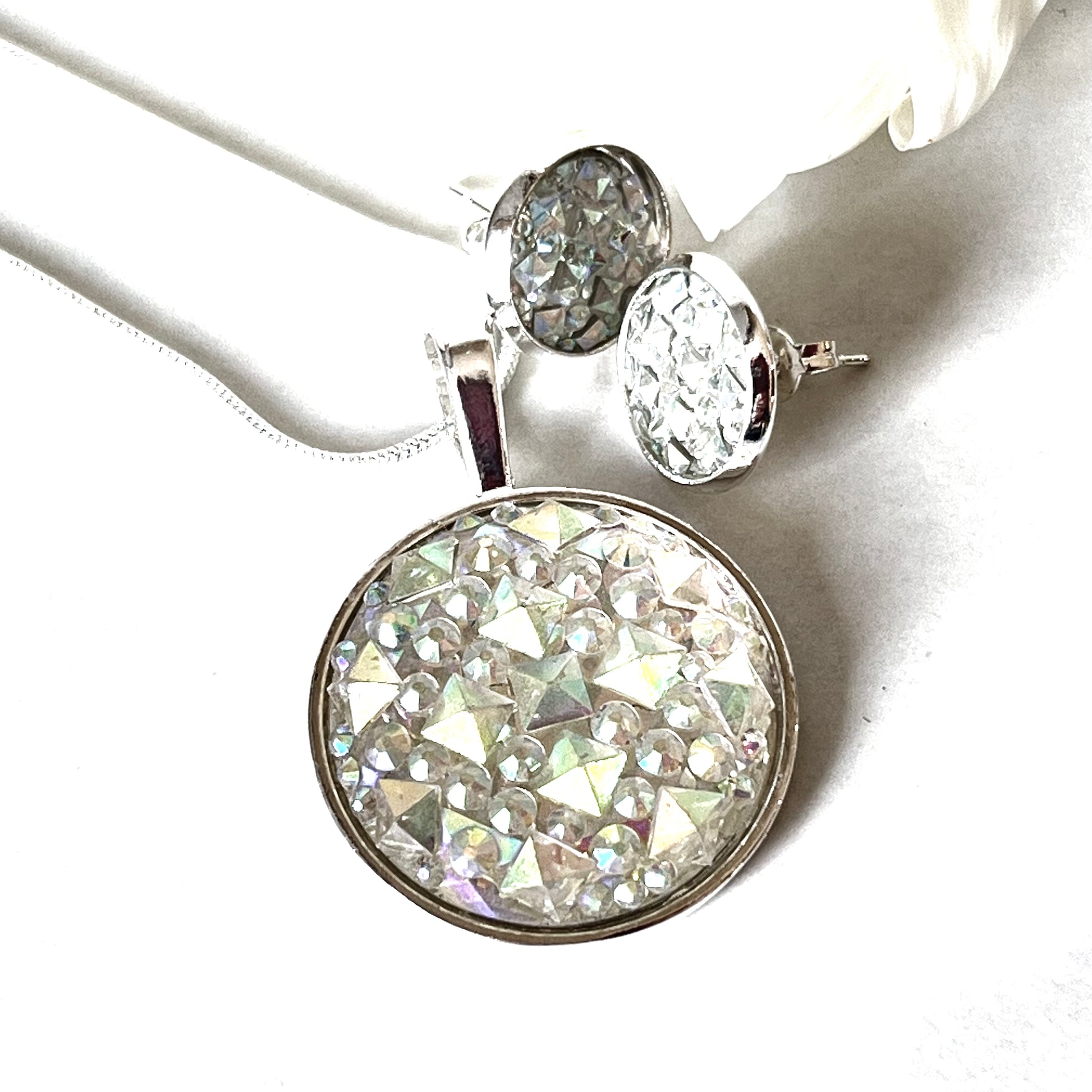 Crystal 15th Anniversary Pendant & Earrings Jewellery Set Handmade-Pendant & Earrings-Handmadeanniversary-Handmade Anniversary