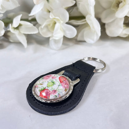 Fruit & Flower 4th Anniversary Leather Key Fob Handmade-Keyring-Handmadeanniversary-Handmade Anniversary