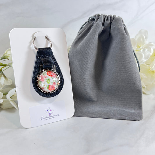 Fruit & Flower 4th Anniversary Leather Key Fob Handmade-Keyring-Handmadeanniversary-Handmade Anniversary