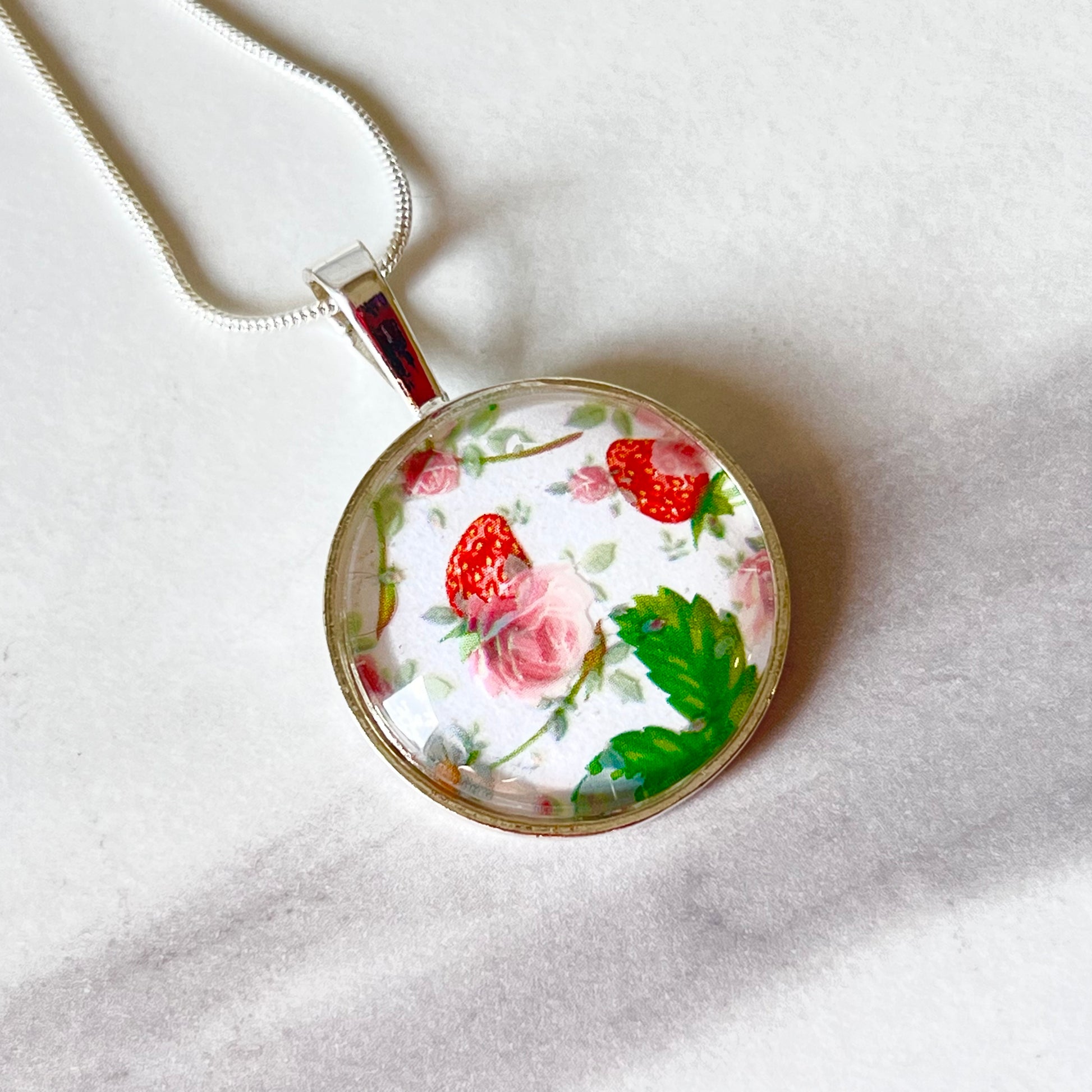 Fruit & Flower 4th Anniversary Pendant & Earrings Jewellery Set Handmade-Pendant & Earrings-Handmadeanniversary-Handmade Anniversary