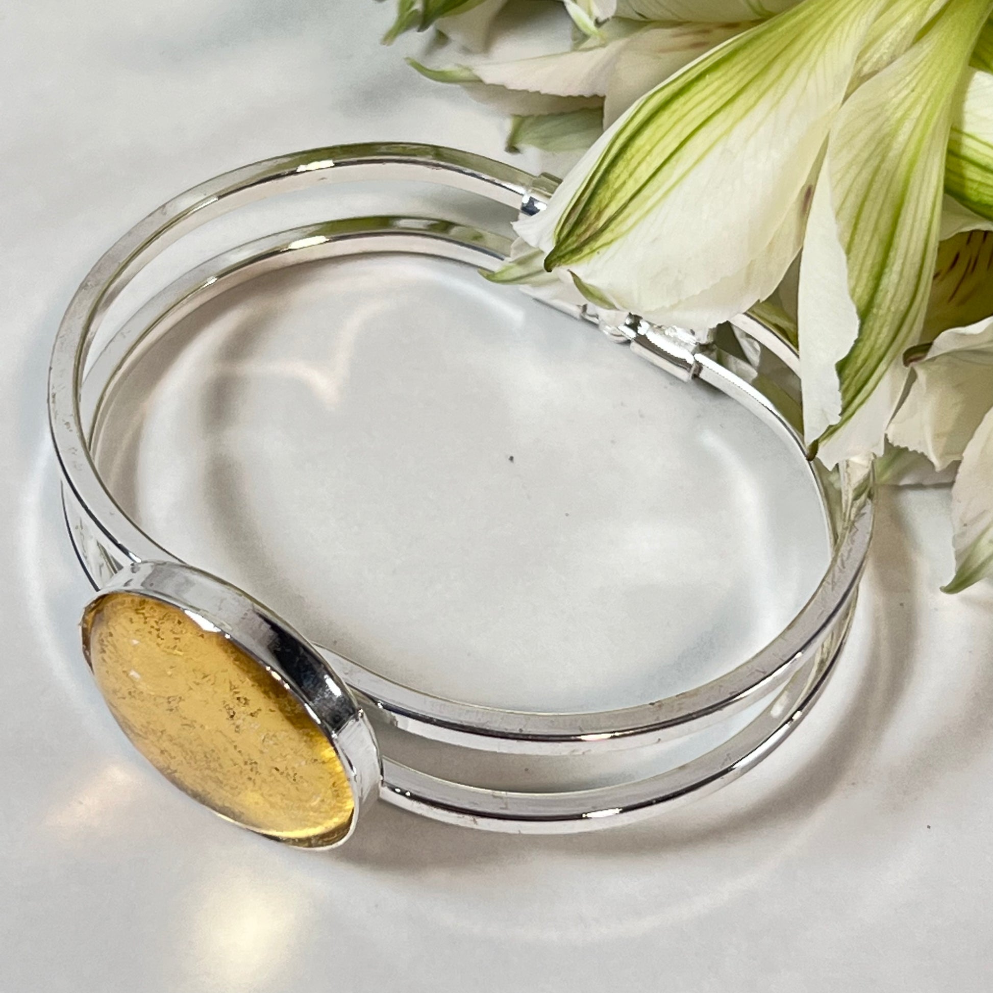 Gold 50th Anniversary Bangle Bracelet Handmade-Bangle-Handmadeanniversary-Handmade Anniversary