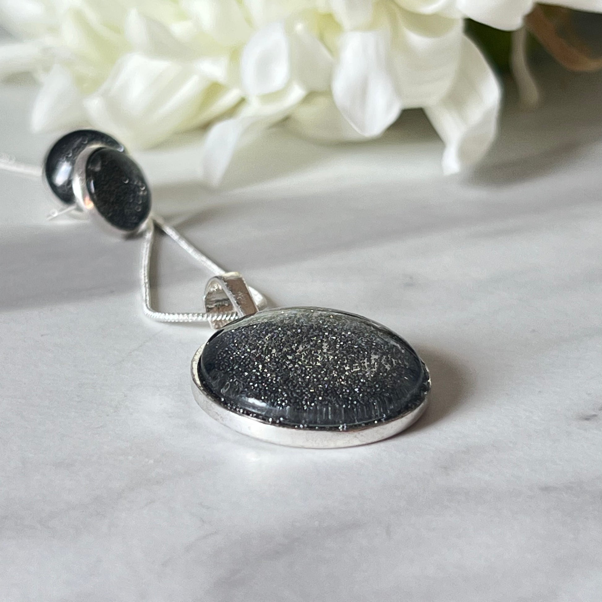 Iron 6th Anniversary Pendant & Earrings Silver Plated Jewellery Set Handmade-Pendant & Earrings-Handmadeanniversary-Handmade Anniversary