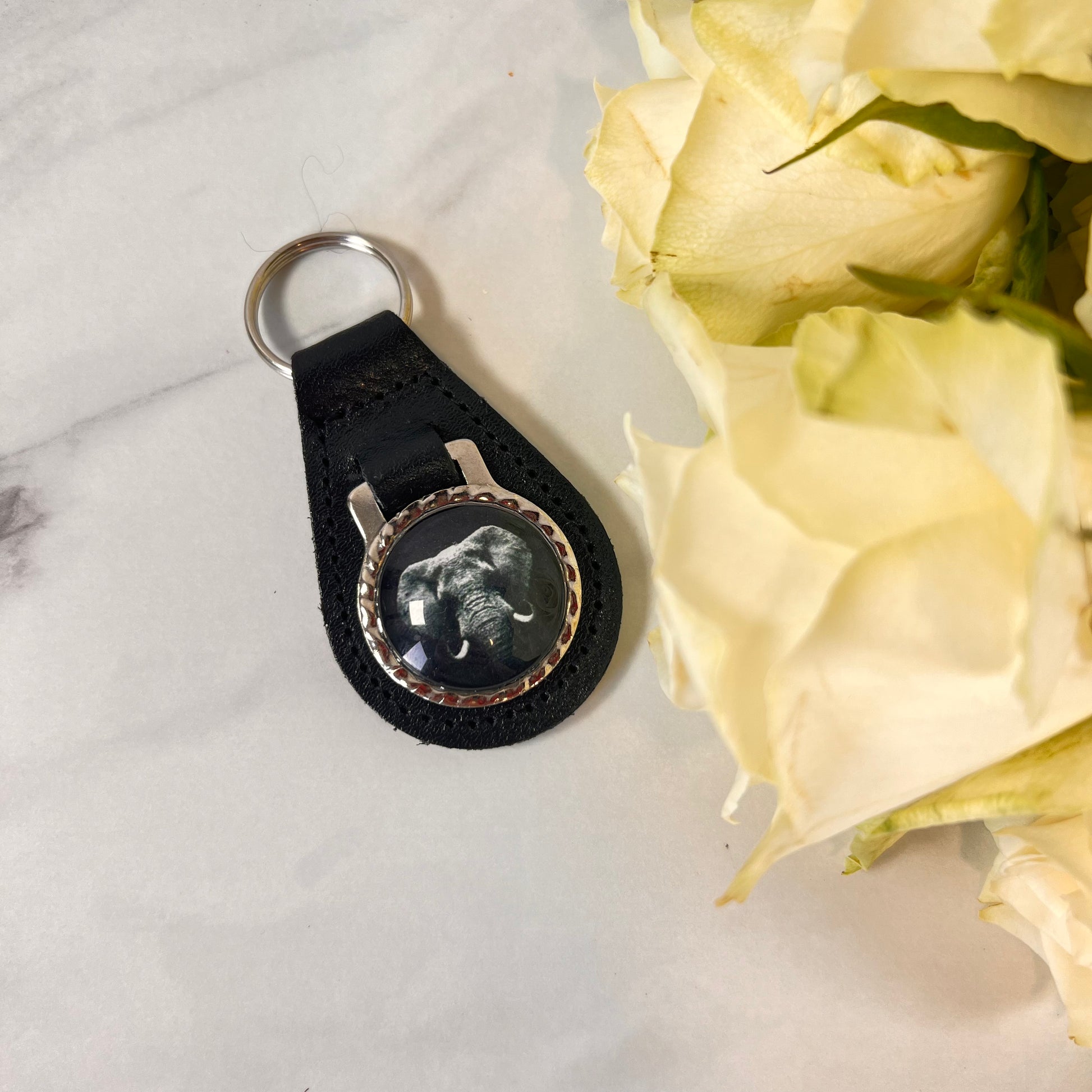 Ivory 14th Anniversary Leather Key Fob Handmade-Keyring-Handmadeanniversary-Handmade Anniversary