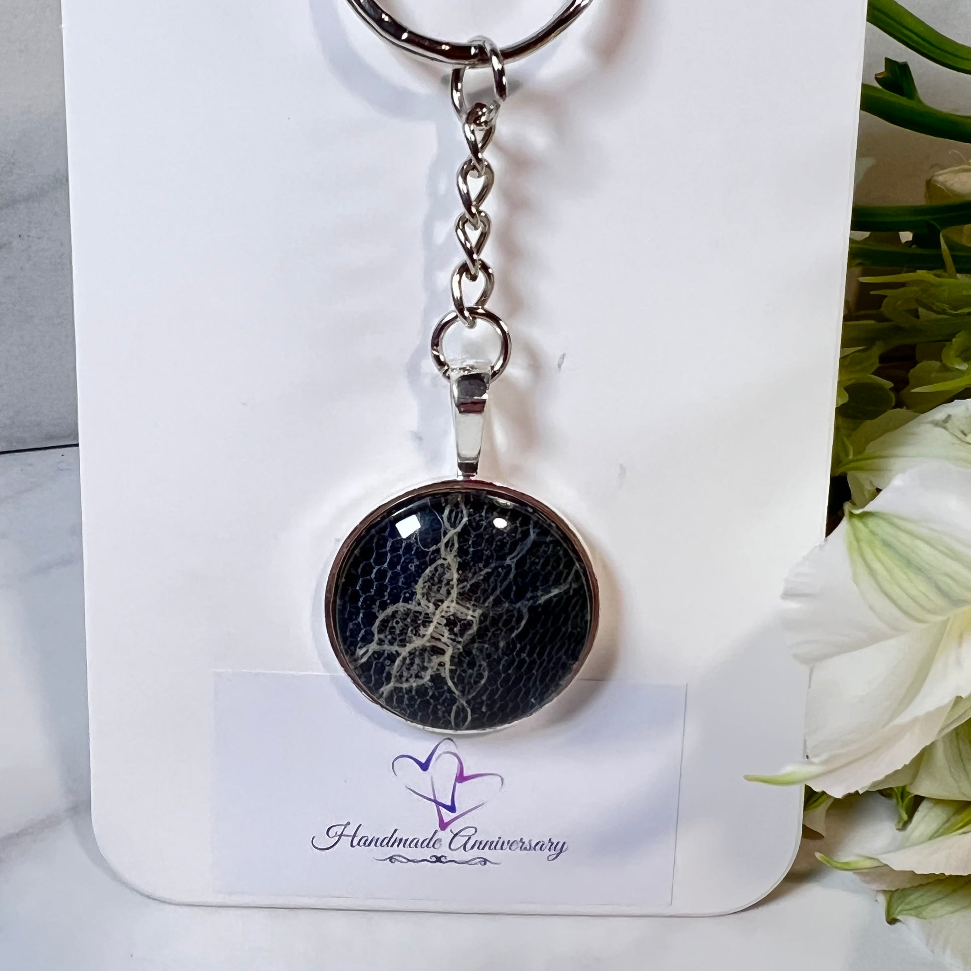 Lace 13th Anniversary Keyring Handmade-Keyring-Handmadeanniversary-Handmade Anniversary