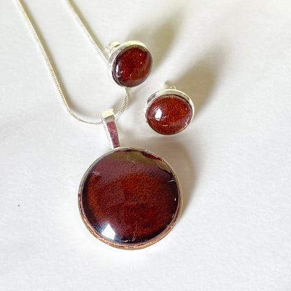 Leather 3rd Anniversary Pendant & Earrings Jewellery Set Handmade-Pendant & Earrings-Handmadeanniversary-Handmade Anniversary