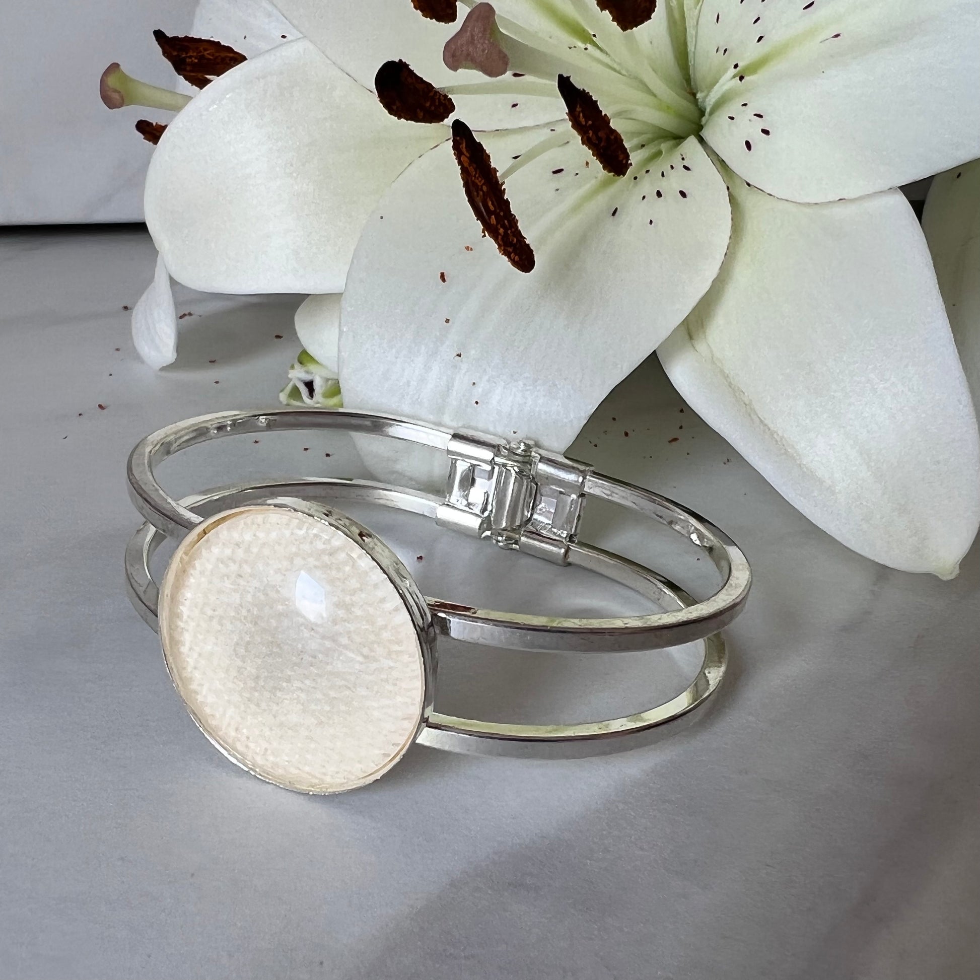 Linen 8th Anniversary Bangle Bracelet Handmade-Bangle-Handmadeanniversary-Handmade Anniversary