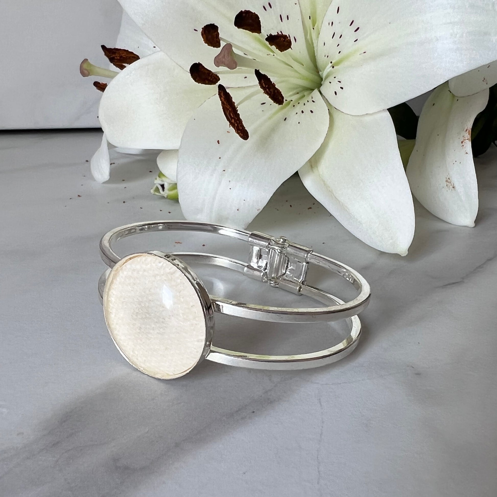 Linen 8th Anniversary Bangle Bracelet Handmade-Bangle-Handmadeanniversary-Handmade Anniversary