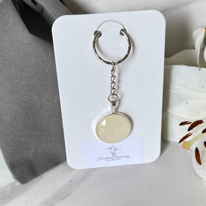 Linen 8th Anniversary Keyring Handmade-Keyring-Handmadeanniversary-Handmade Anniversary