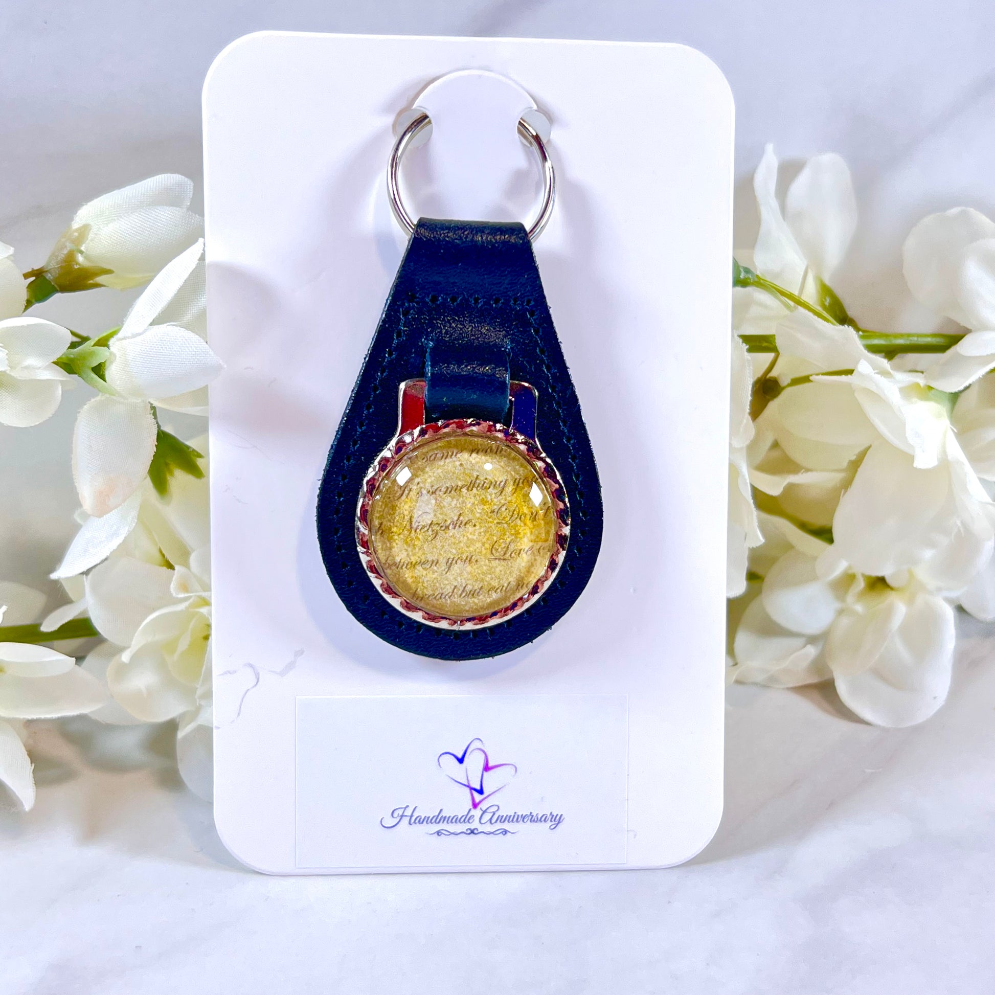 Paper 1st Anniversary Leather Key Fob Handmade-Keyring-Handmadeanniversary-Handmade Anniversary