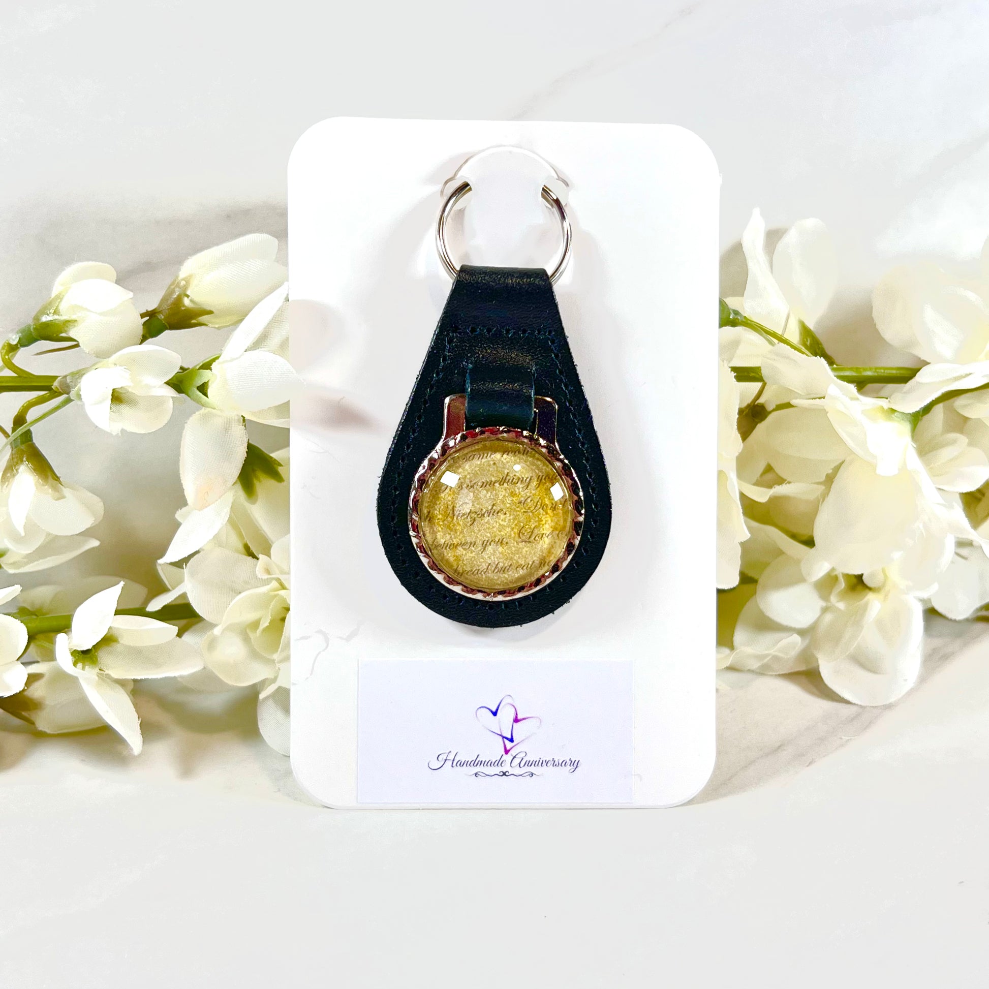 Paper 1st Anniversary Leather Key Fob Handmade-Keyring-Handmadeanniversary-Handmade Anniversary