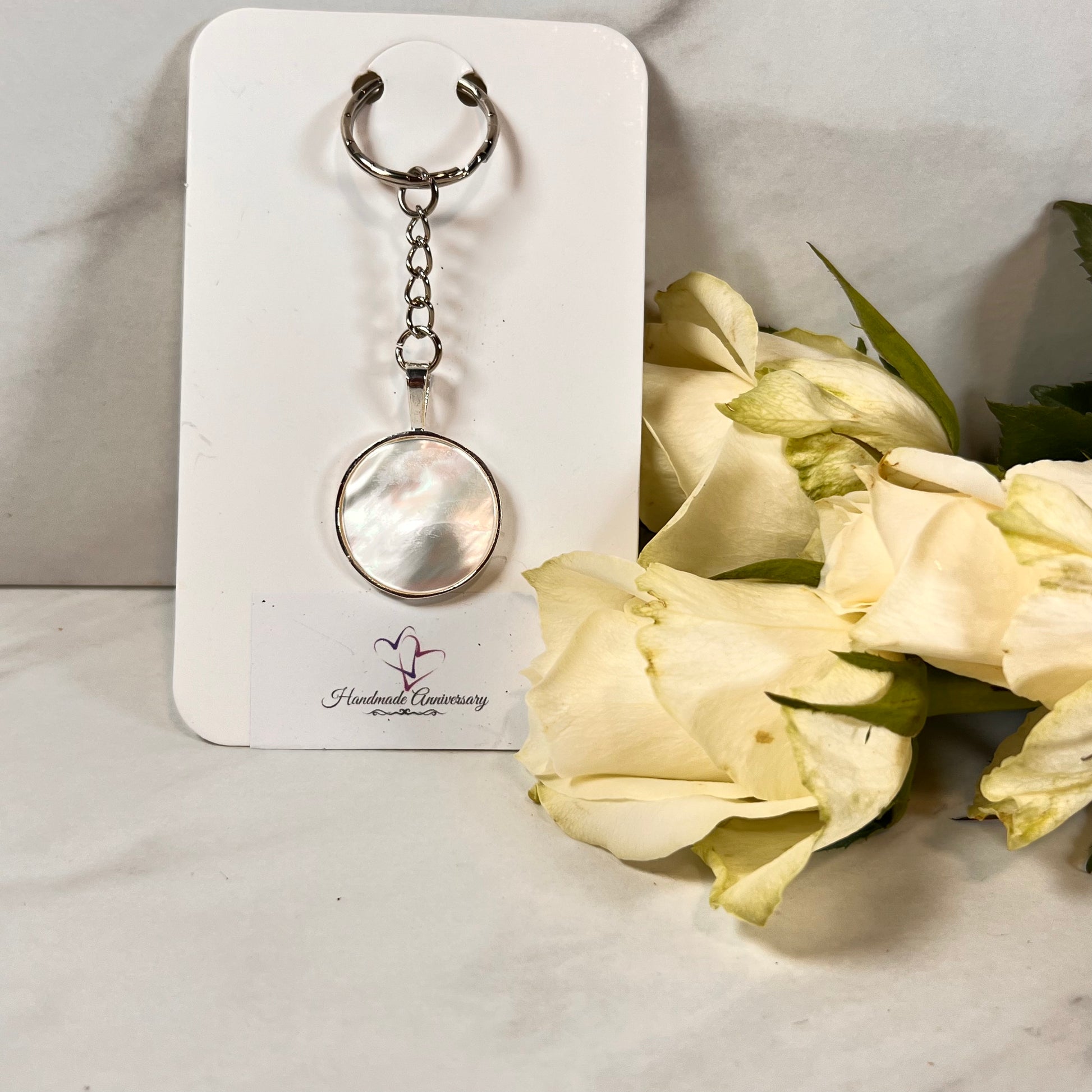 Pearl 30th Anniversary Keyring Key Chain Handmade-Keyring-Handmadeanniversary-Handmade Anniversary