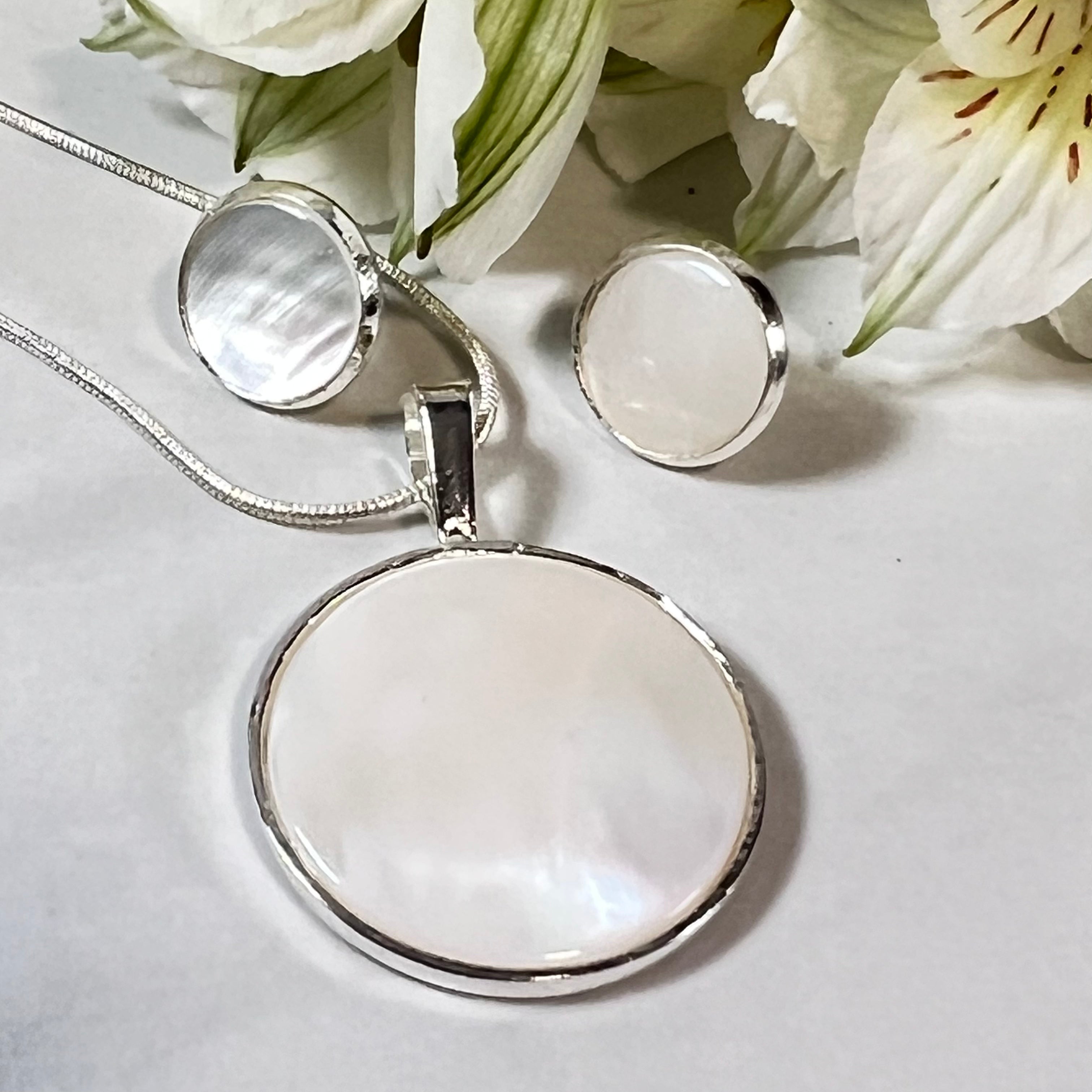 Pearl 30th Anniversary Pendant & Earrings Jewellery Set Handmade-Pendant & Earrings-Handmadeanniversary-Handmade Anniversary