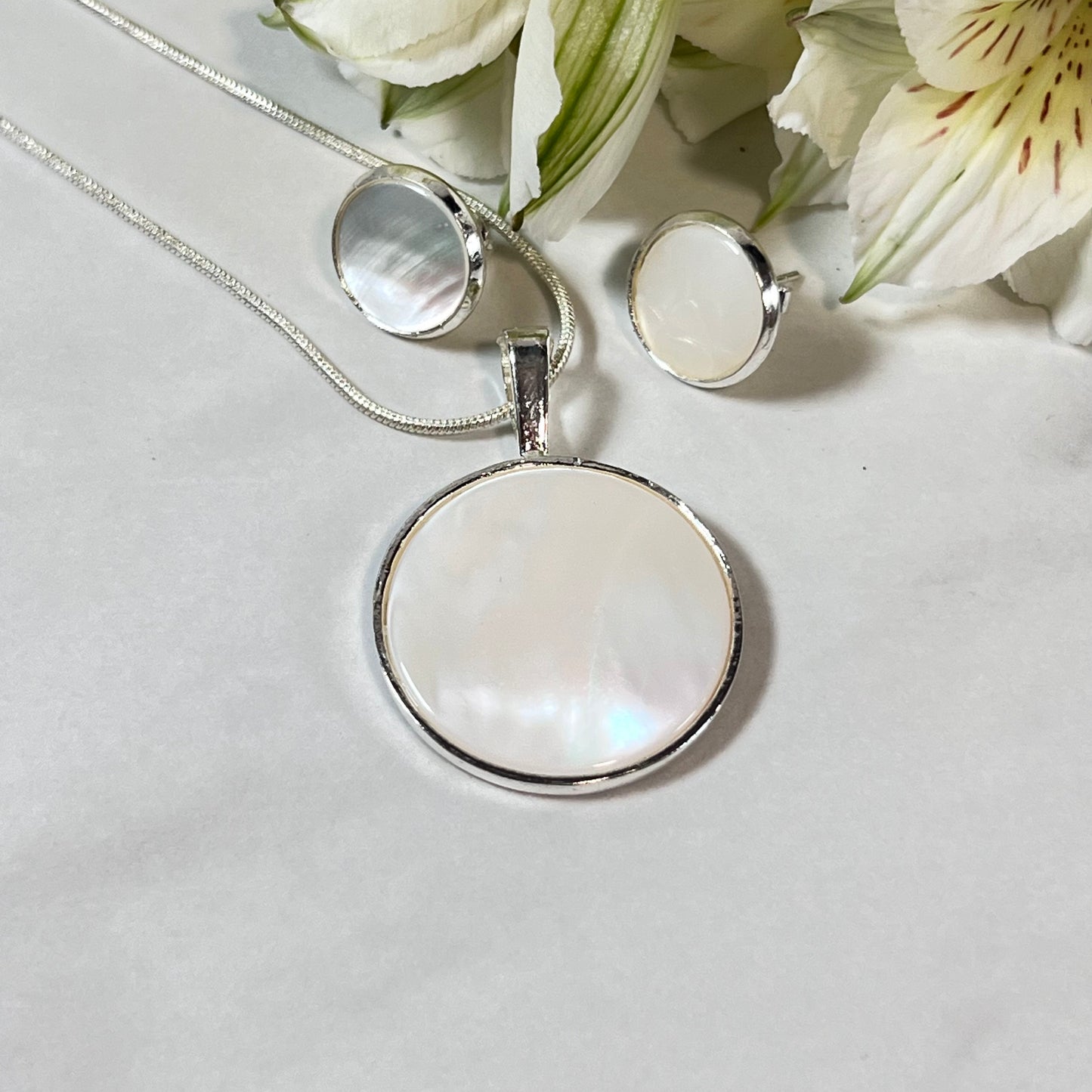 Pearl 30th Anniversary Pendant & Earrings Jewellery Set Handmade-Pendant & Earrings-Handmadeanniversary-Handmade Anniversary