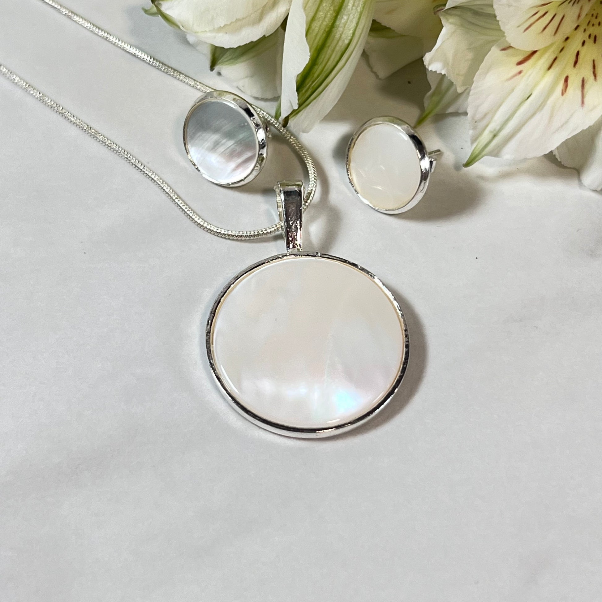 Pearl 30th Anniversary Pendant & Earrings Jewellery Set Handmade-Pendant & Earrings-Handmadeanniversary-Handmade Anniversary