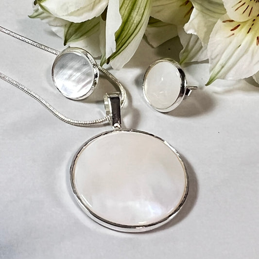 Pearl 30th Anniversary Pendant & Earrings Jewellery Set Handmade-Pendant & Earrings-Handmadeanniversary-Handmade Anniversary