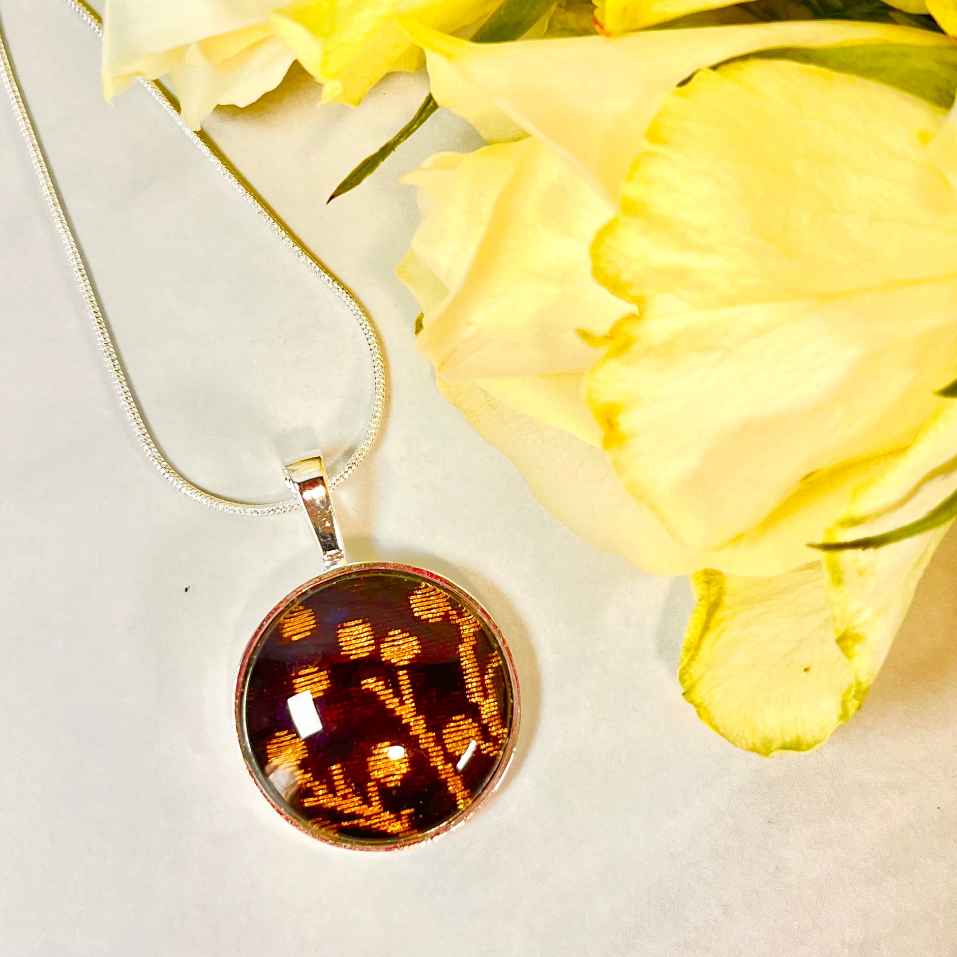 Silk 12th Anniversary Pendant & Earrings Jewellery Set Handmade-Pendant & Earrings-Handmadeanniversary-Handmade Anniversary