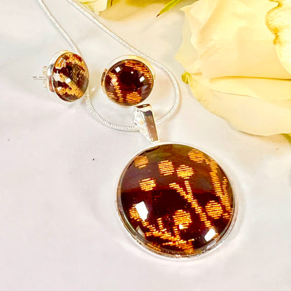 Silk 12th Anniversary Pendant & Earrings Jewellery Set Handmade-Pendant & Earrings-Handmadeanniversary-Handmade Anniversary