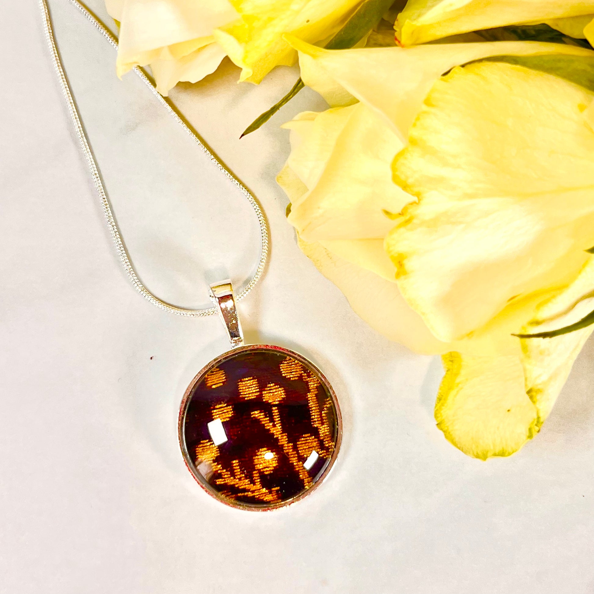 Silk 12th Anniversary Pendant & Earrings Jewellery Set Handmade-Pendant & Earrings-Handmadeanniversary-Handmade Anniversary
