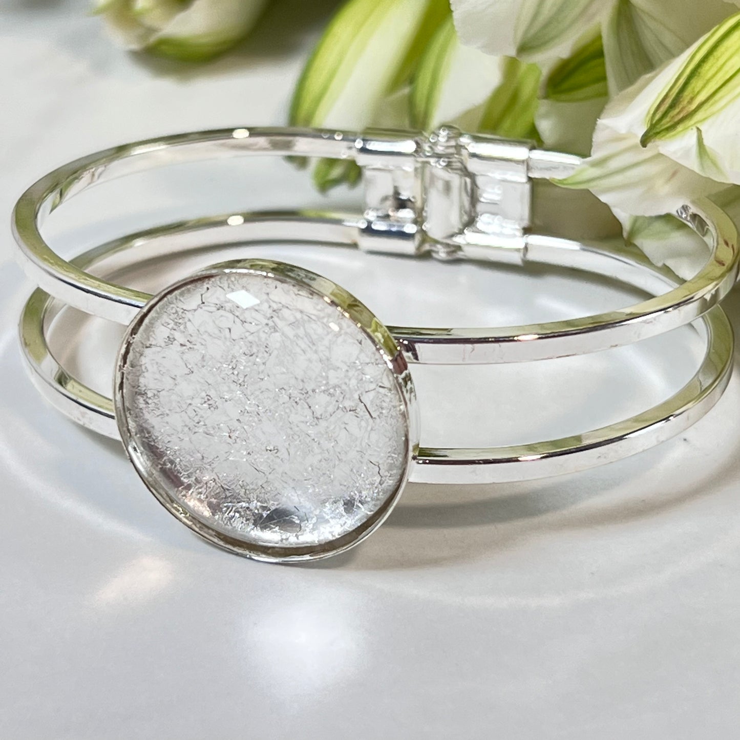 Silver 25th Anniversary Bangle Bracelet Handmade-Bangle-Handmadeanniversary-Handmade Anniversary