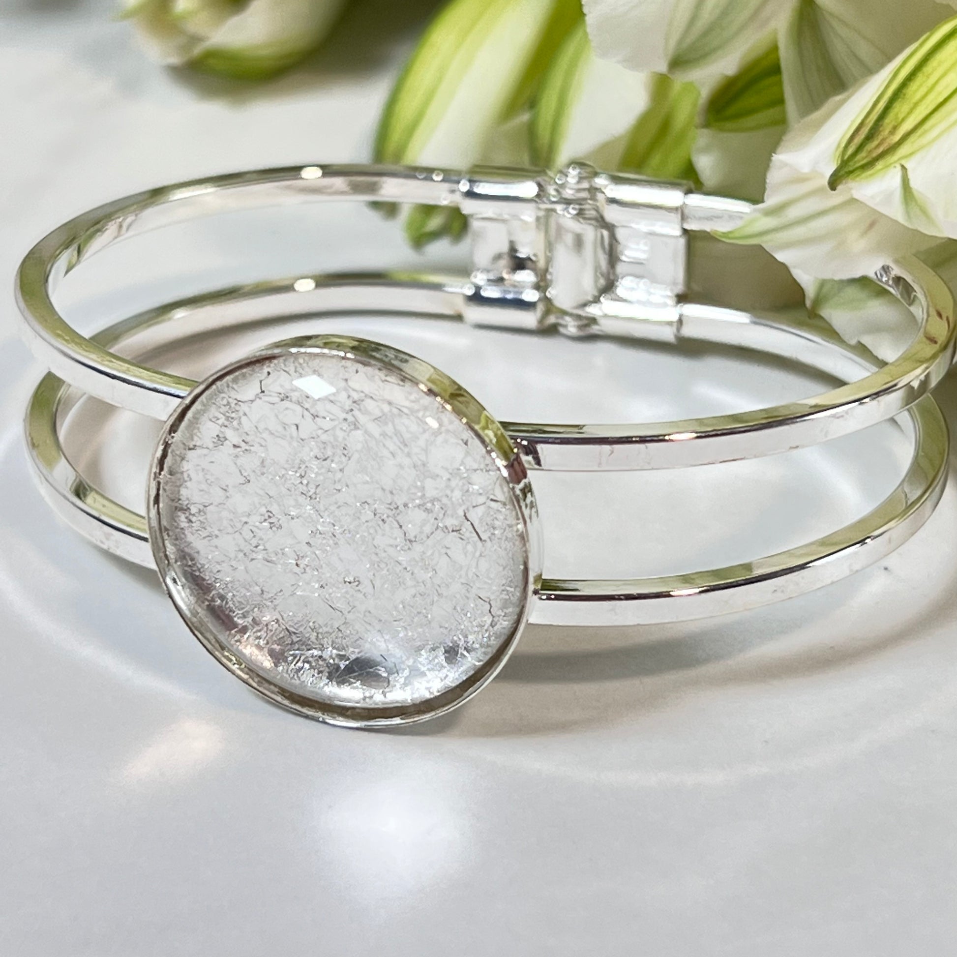 Silver 25th Anniversary Bangle Bracelet Handmade-Bangle-Handmadeanniversary-Handmade Anniversary