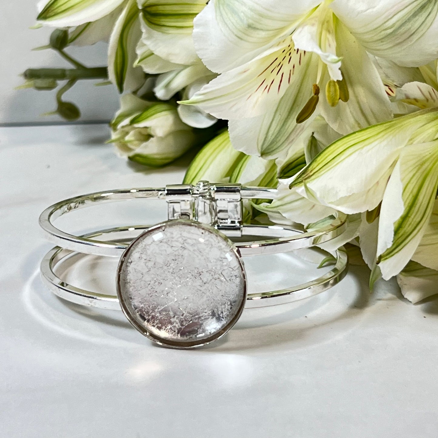 Silver 25th Anniversary Bangle Bracelet Handmade-Bangle-Handmadeanniversary-Handmade Anniversary
