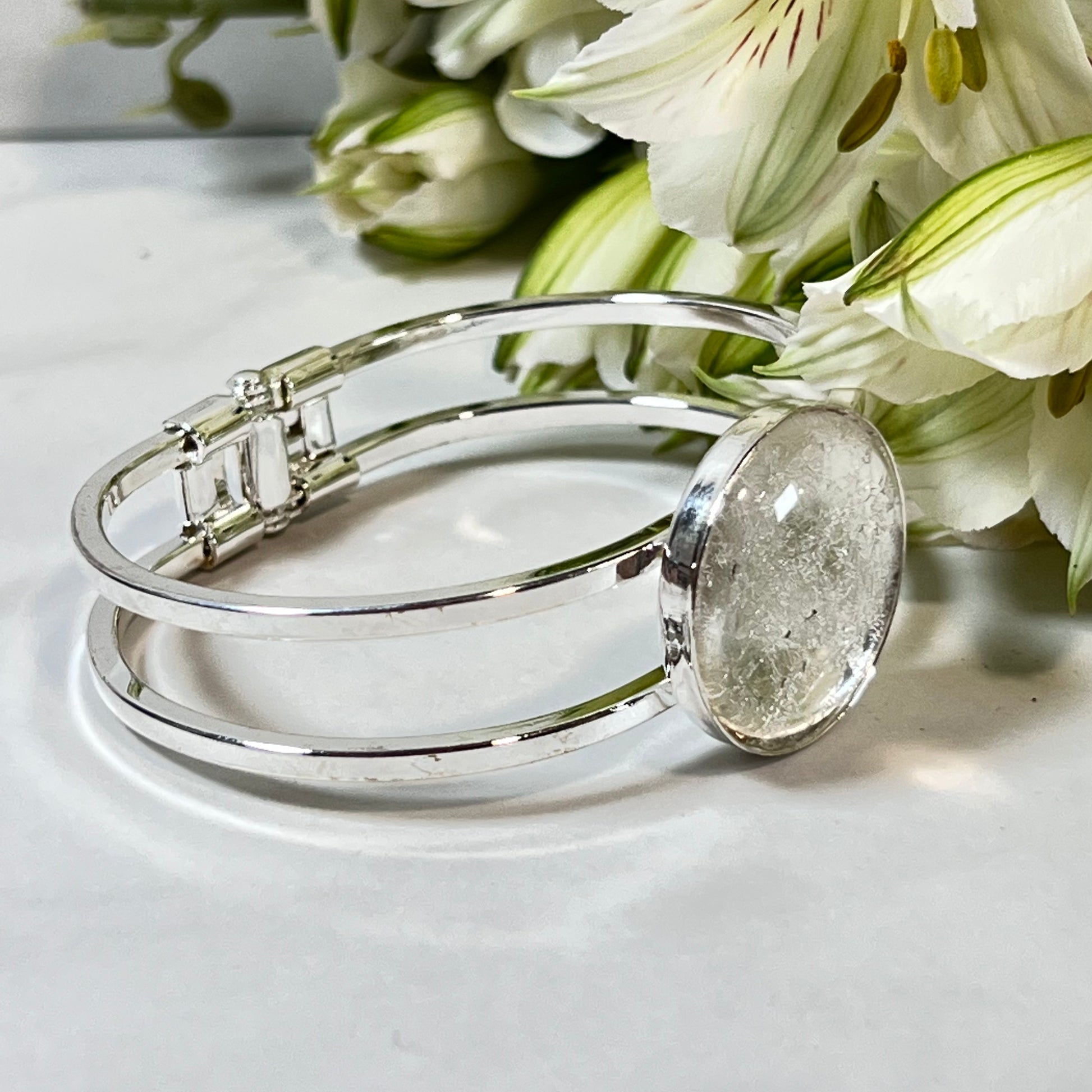 Silver 25th Anniversary Bangle Bracelet Handmade-Bangle-Handmadeanniversary-Handmade Anniversary
