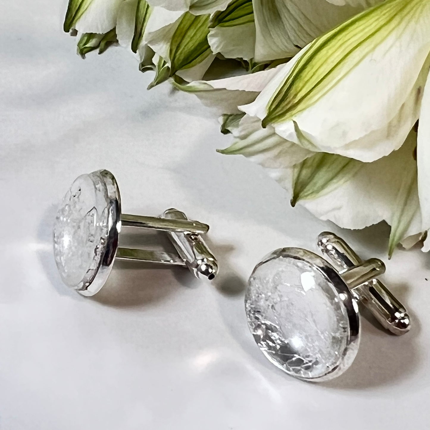 Silver 25th Anniversary Cufflinks Handmade-Cufflinks-Handmadeanniversary-Handmade Anniversary