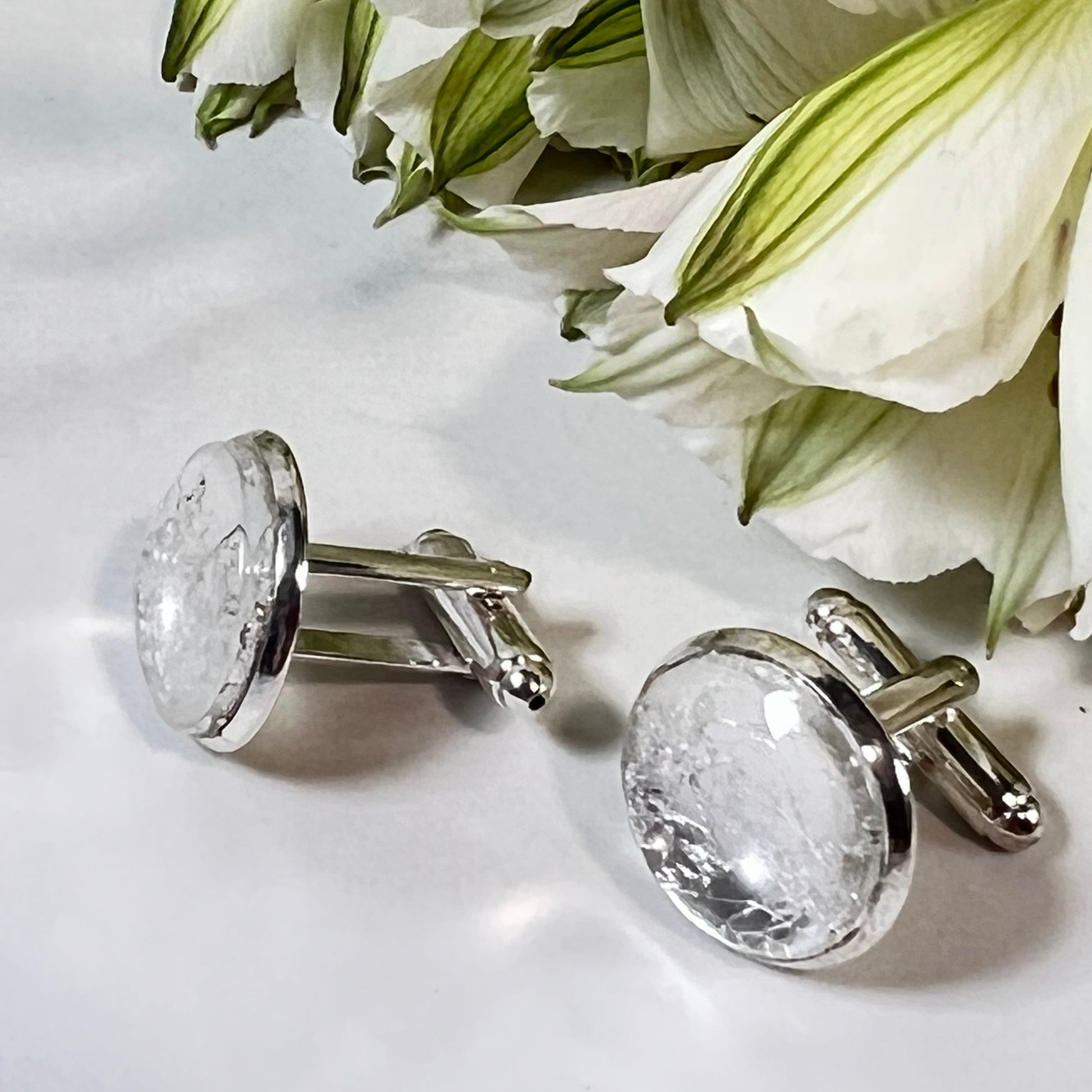 Silver 25th Anniversary Cufflinks Handmade-Cufflinks-Handmadeanniversary-Handmade Anniversary