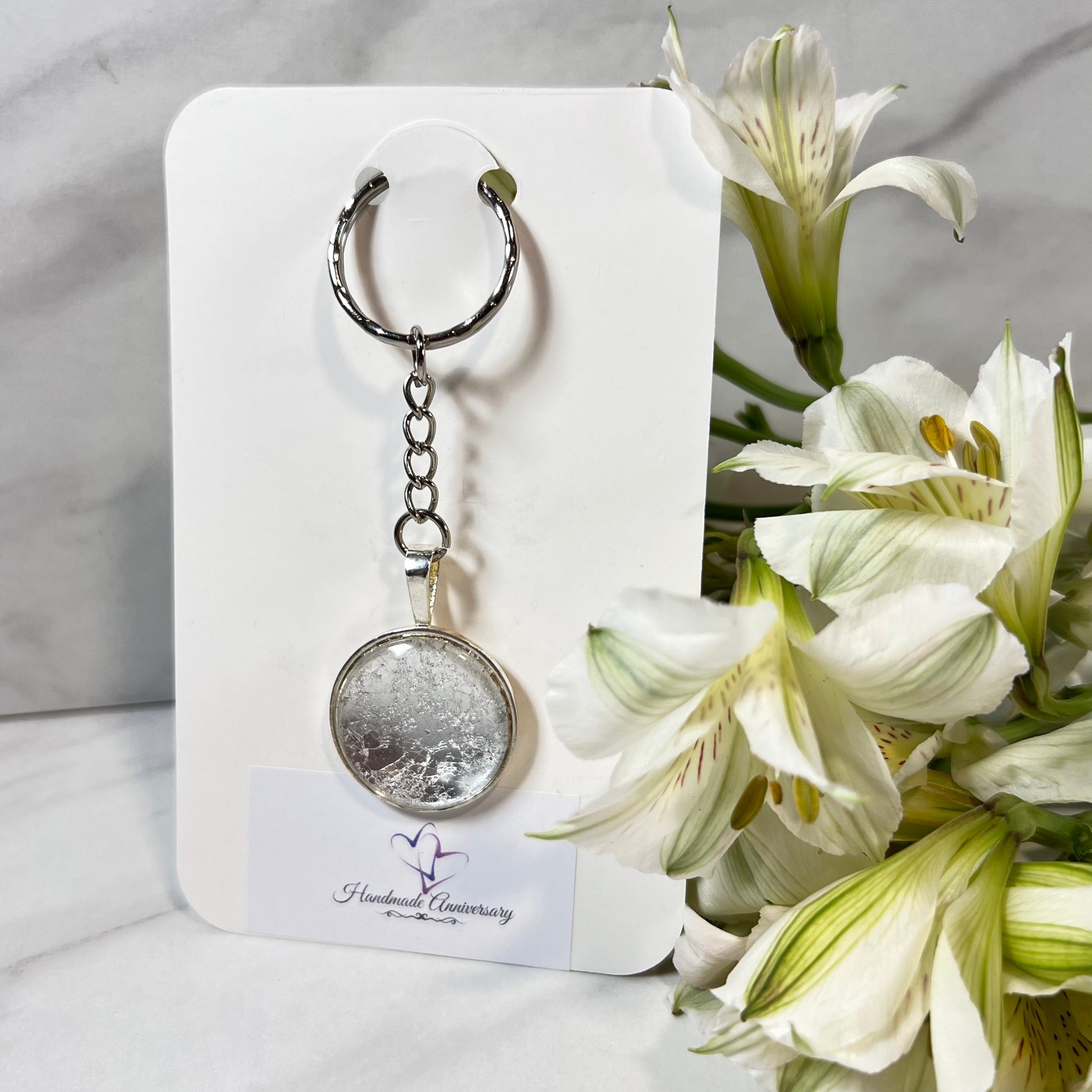Silver 25th Anniversary Keyring Handmade-Keyring-Handmadeanniversary-Handmade Anniversary