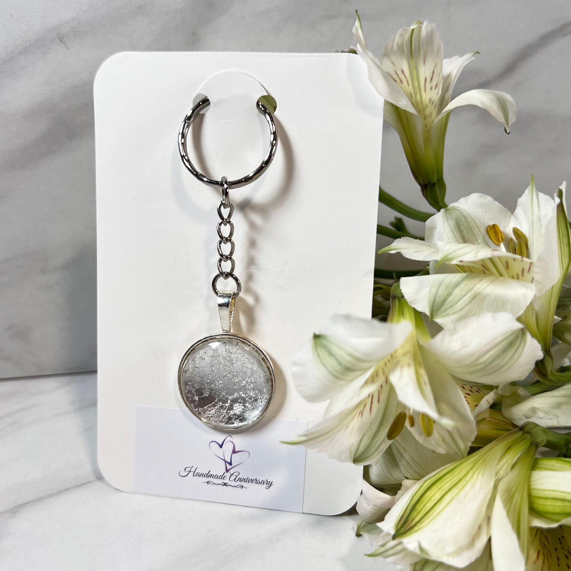 Silver 25th Anniversary Keyring Handmade-Keyring-Handmadeanniversary-Handmade Anniversary
