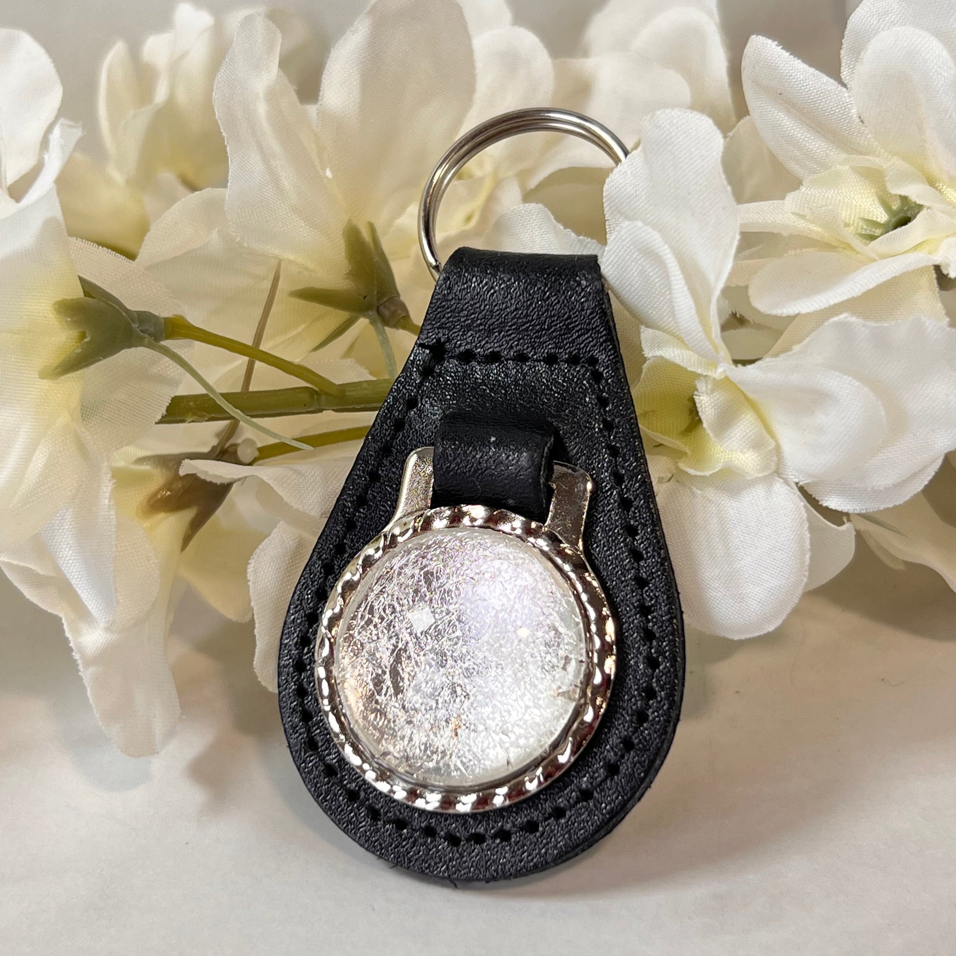 Silver 25th Anniversary Leather Key Fob Handmade-Keyring-Handmadeanniversary-Handmade Anniversary