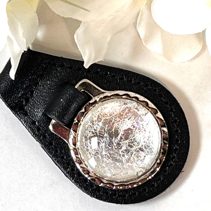 Silver 25th Anniversary Leather Key Fob Handmade-Keyring-Handmadeanniversary-Handmade Anniversary