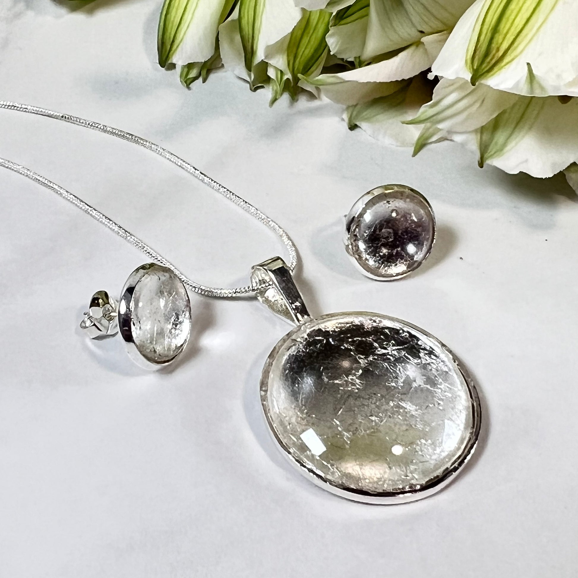 Silver 25th Anniversary Pendant & Earrings Jewellery Set Handmade-Pendant & Earrings-Handmadeanniversary-Handmade Anniversary