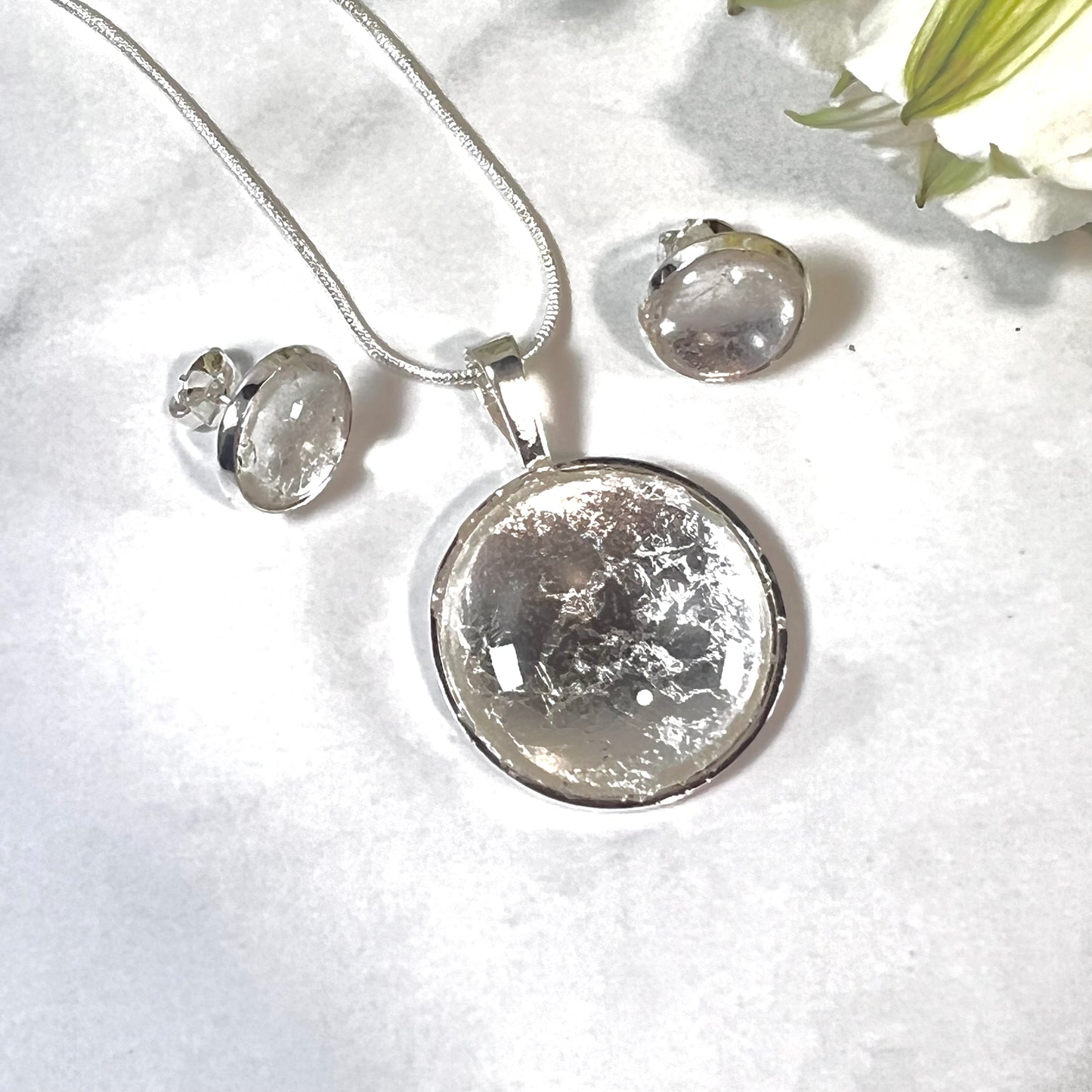 Silver 25th Anniversary Pendant & Earrings Jewellery Set Handmade-Pendant & Earrings-Handmadeanniversary-Handmade Anniversary