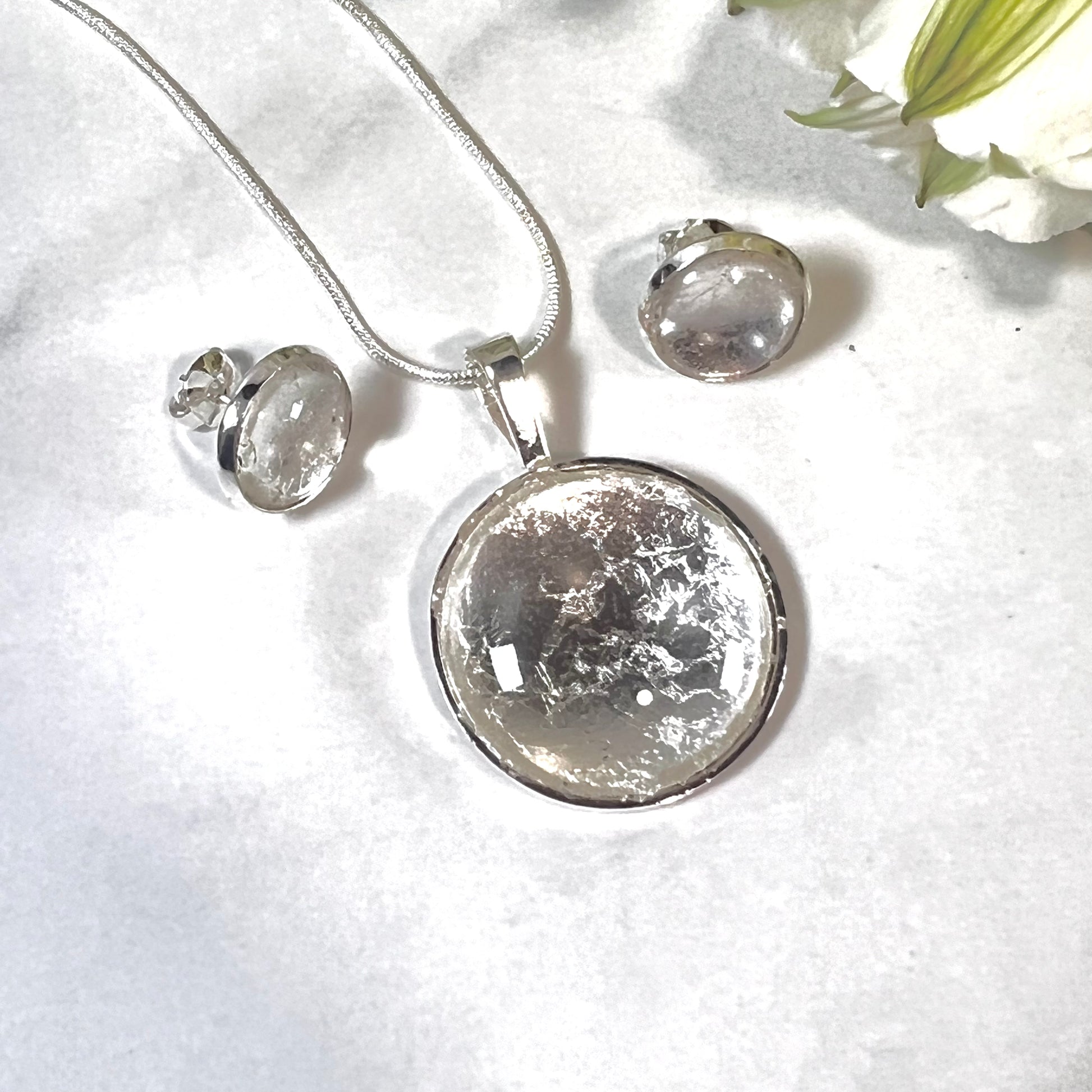 Silver 25th Anniversary Pendant & Earrings Jewellery Set Handmade-Pendant & Earrings-Handmadeanniversary-Handmade Anniversary