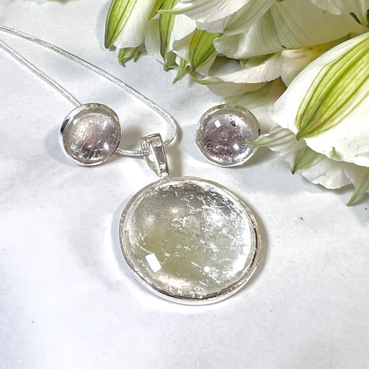 Silver 25th Anniversary Pendant & Earrings Jewellery Set Handmade-Pendant & Earrings-Handmadeanniversary-Handmade Anniversary