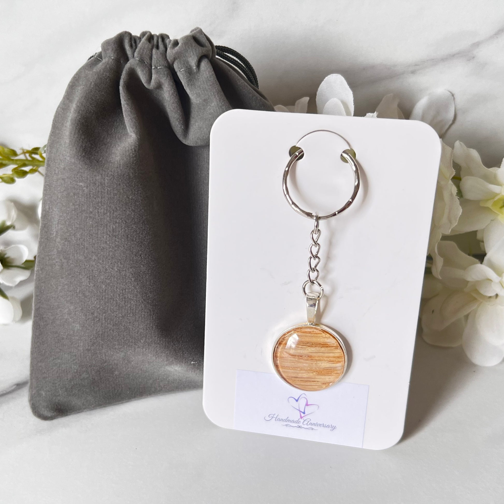 Wood 5th Anniversary Keyring Handmade-Keyring-Handmadeanniversary-Handmade Anniversary