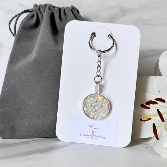 Crystal 15th Anniversary Keyring Handmade