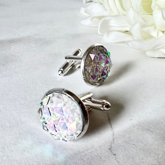 Crystal 15th Anniversary Cufflinks Handmade