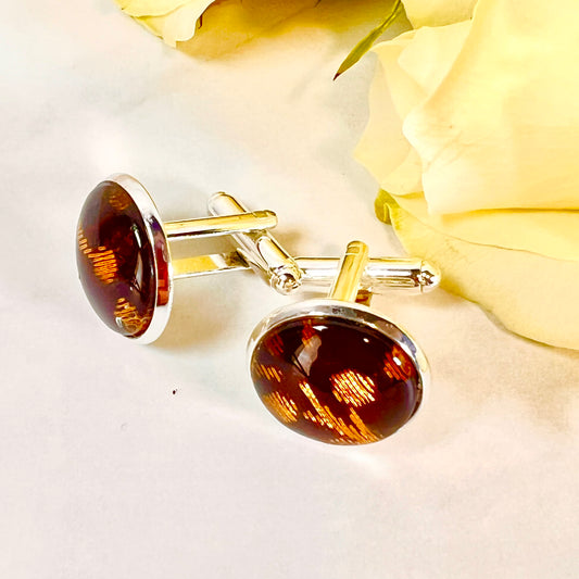 Silk 12th Anniversary Cufflinks Handmade